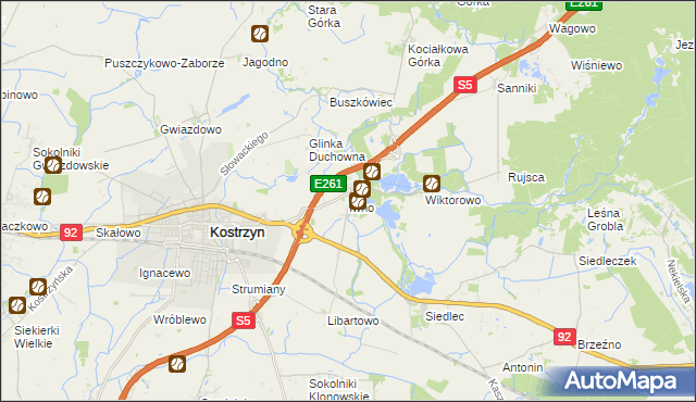 mapa Iwno gmina Kostrzyn, Iwno gmina Kostrzyn na mapie Targeo