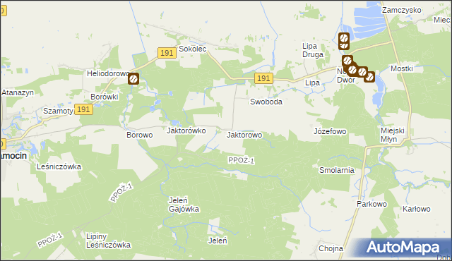 mapa Jaktorowo, Jaktorowo na mapie Targeo