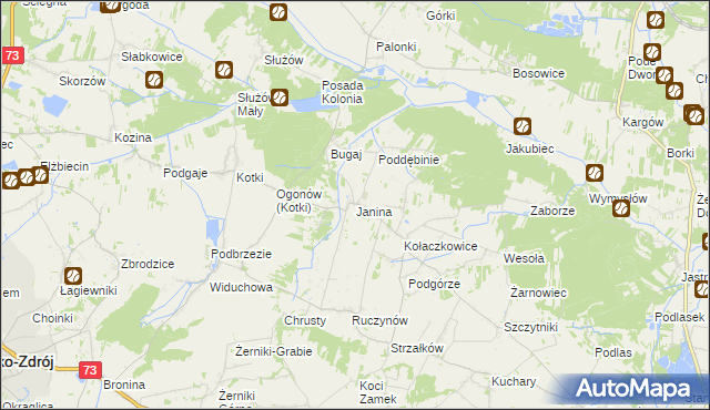 mapa Janina gmina Busko-Zdrój, Janina gmina Busko-Zdrój na mapie Targeo