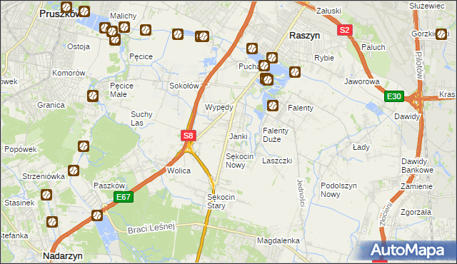 mapa Janki gmina Raszyn, Janki gmina Raszyn na mapie Targeo