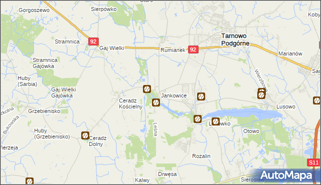 mapa Jankowice gmina Tarnowo Podgórne, Jankowice gmina Tarnowo Podgórne na mapie Targeo