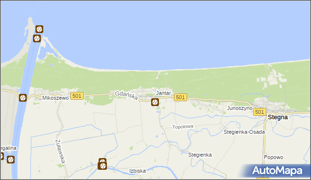mapa Jantar, Jantar na mapie Targeo