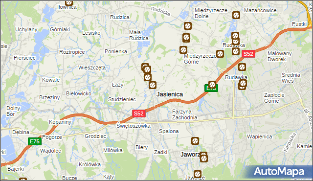 mapa Jasienica powiat bielski, Jasienica powiat bielski na mapie Targeo