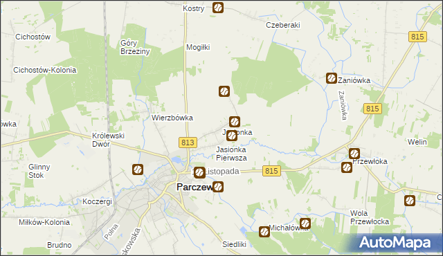 mapa Jasionka gmina Parczew, Jasionka gmina Parczew na mapie Targeo
