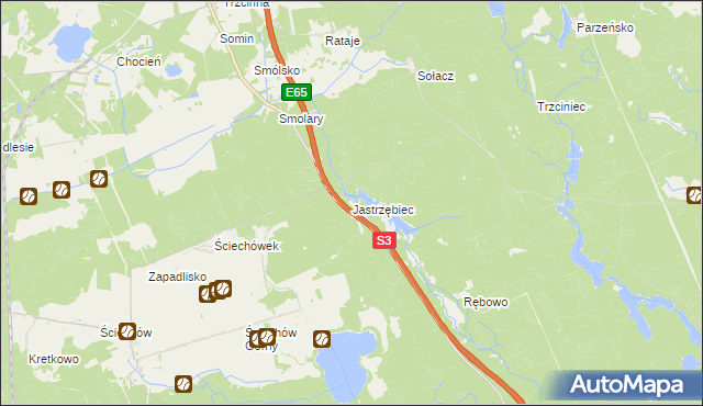 mapa Jastrzębiec gmina Lubiszyn, Jastrzębiec gmina Lubiszyn na mapie Targeo