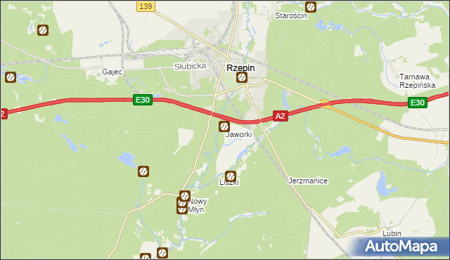 mapa Jaworki gmina Rzepin, Jaworki gmina Rzepin na mapie Targeo
