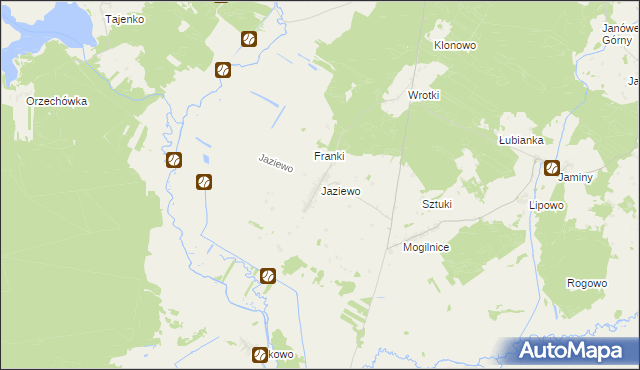 mapa Jaziewo, Jaziewo na mapie Targeo