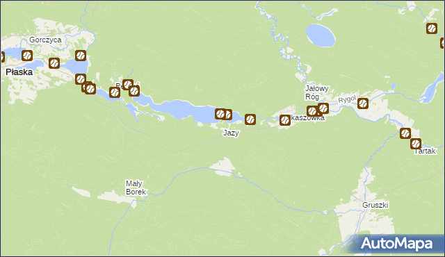 mapa Jazy gmina Płaska, Jazy gmina Płaska na mapie Targeo