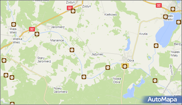 mapa Jażyniec, Jażyniec na mapie Targeo