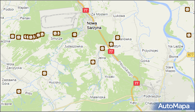 mapa Jelna gmina Nowa Sarzyna, Jelna gmina Nowa Sarzyna na mapie Targeo