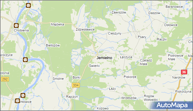 mapa Jemielno, Jemielno na mapie Targeo