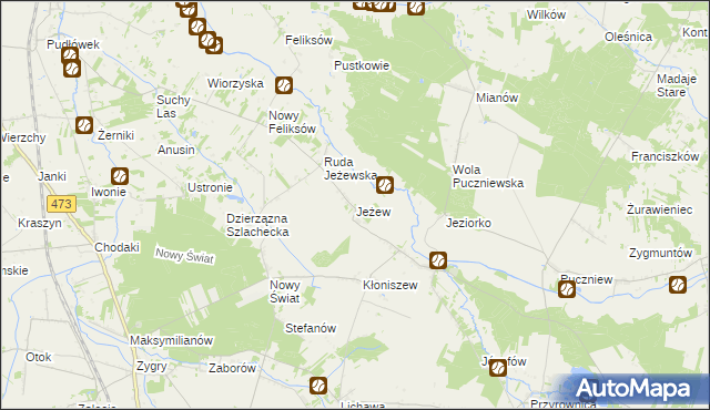 mapa Jeżew, Jeżew na mapie Targeo
