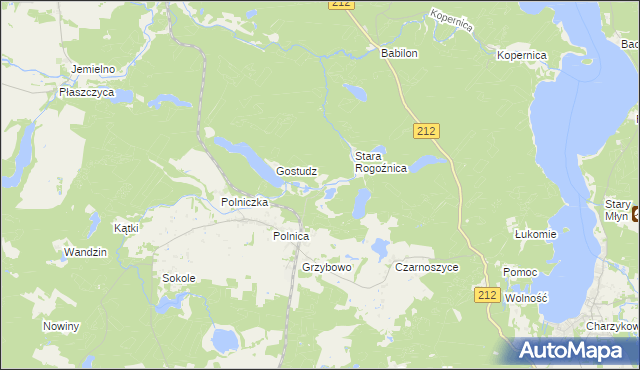 mapa Jeziorno gmina Człuchów, Jeziorno gmina Człuchów na mapie Targeo