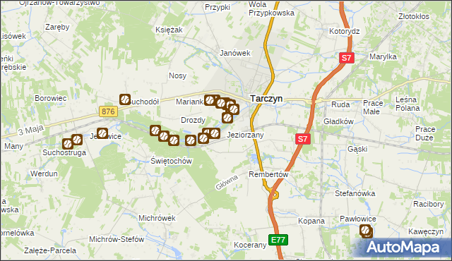 mapa Jeziorzany gmina Tarczyn, Jeziorzany gmina Tarczyn na mapie Targeo