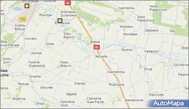 mapa Jeżówka gmina Sochaczew, Jeżówka gmina Sochaczew na mapie Targeo