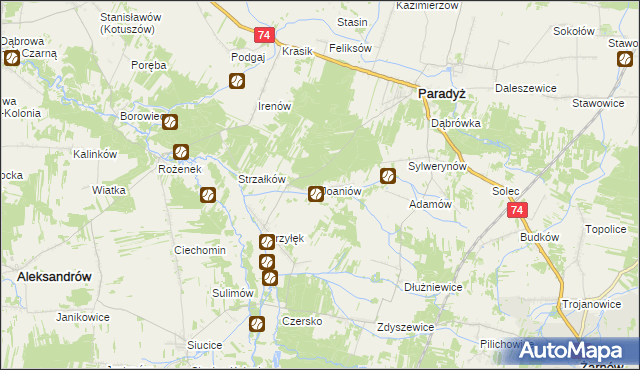 mapa Joaniów, Joaniów na mapie Targeo