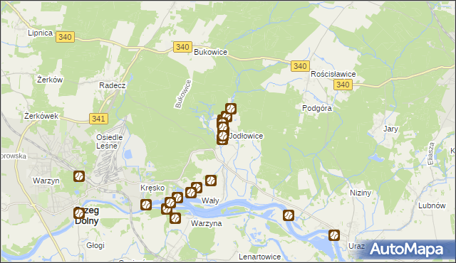 mapa Jodłowice, Jodłowice na mapie Targeo