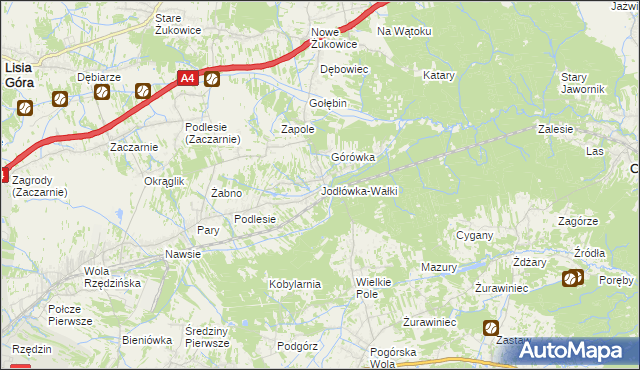 mapa Jodłówka-Wałki, Jodłówka-Wałki na mapie Targeo