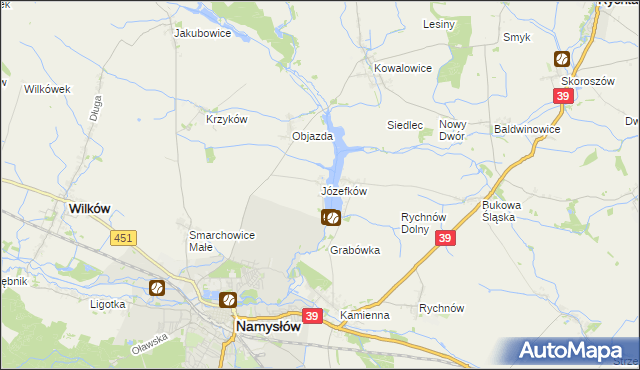 mapa Józefków gmina Namysłów, Józefków gmina Namysłów na mapie Targeo