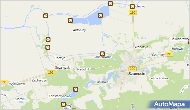 mapa Józefowice gmina Szamocin, Józefowice gmina Szamocin na mapie Targeo