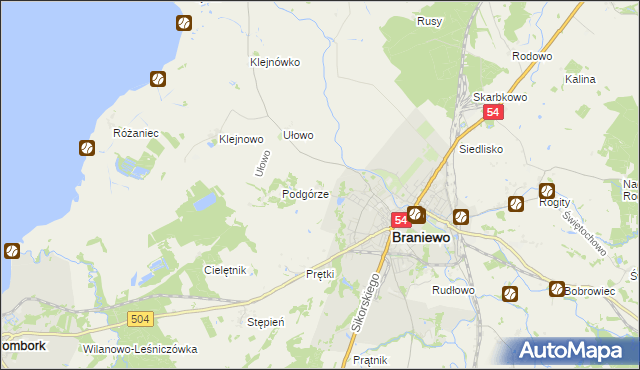 mapa Józefowo gmina Braniewo, Józefowo gmina Braniewo na mapie Targeo