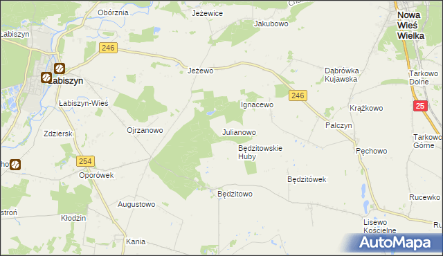 mapa Julianowo gmina Złotniki Kujawskie, Julianowo gmina Złotniki Kujawskie na mapie Targeo