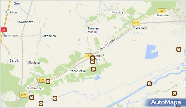 mapa Kamień Mały gmina Witnica, Kamień Mały gmina Witnica na mapie Targeo