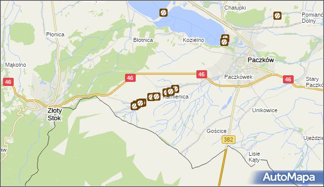 mapa Kamienica gmina Paczków, Kamienica gmina Paczków na mapie Targeo