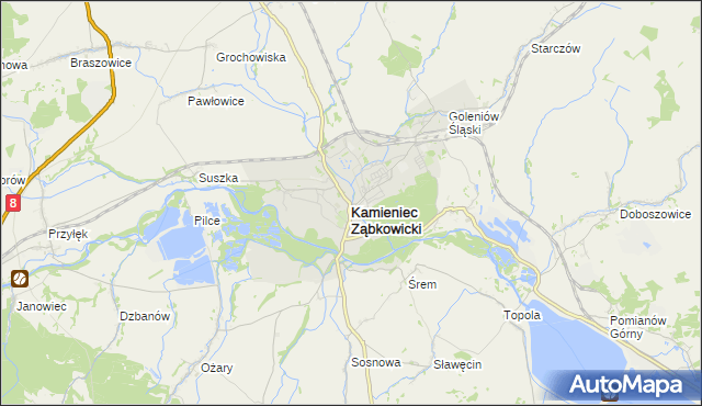 mapa Kamieniec Ząbkowicki, Kamieniec Ząbkowicki na mapie Targeo