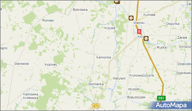 mapa Kamionka gmina Jasionówka, Kamionka gmina Jasionówka na mapie Targeo