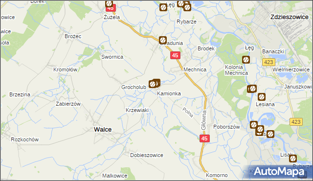 mapa Kamionka gmina Reńska Wieś, Kamionka gmina Reńska Wieś na mapie Targeo