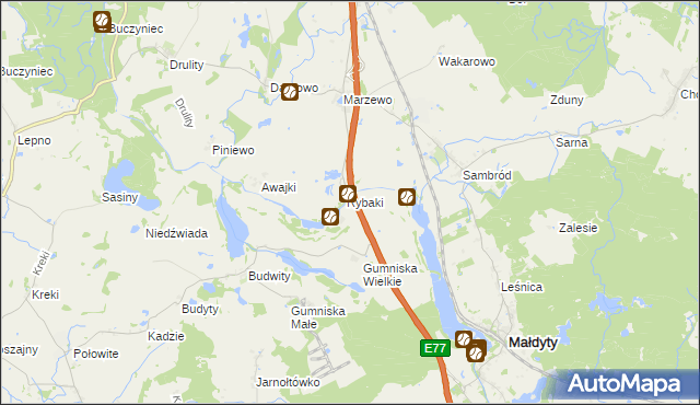 mapa Karczemka gmina Małdyty, Karczemka gmina Małdyty na mapie Targeo