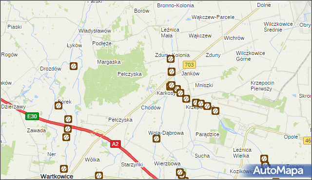 mapa Karkosy, Karkosy na mapie Targeo