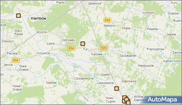 mapa Karolew gmina Klembów, Karolew gmina Klembów na mapie Targeo
