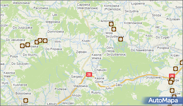 mapa Kasina Wielka, Kasina Wielka na mapie Targeo