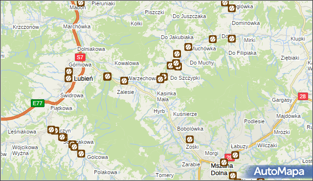 mapa Kasinka Mała, Kasinka Mała na mapie Targeo