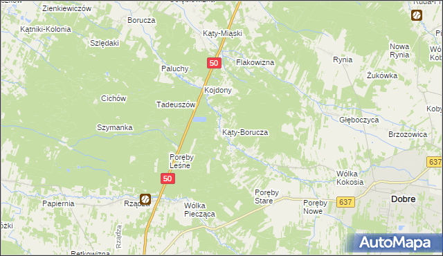 mapa Kąty-Borucza, Kąty-Borucza na mapie Targeo