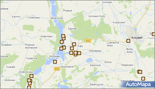 mapa Kąty gmina Osieczna, Kąty gmina Osieczna na mapie Targeo