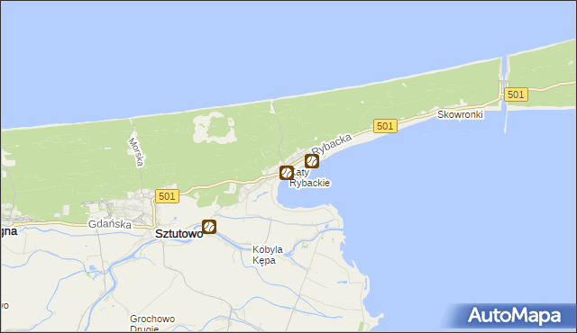 mapa Kąty Rybackie, Kąty Rybackie na mapie Targeo