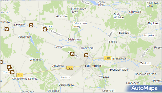 mapa Kazimierz gmina Lutomiersk, Kazimierz gmina Lutomiersk na mapie Targeo