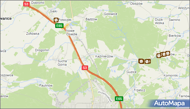mapa Kaźmierzów, Kaźmierzów na mapie Targeo