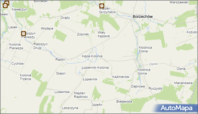 mapa Kępa gmina Borzechów, Kępa gmina Borzechów na mapie Targeo