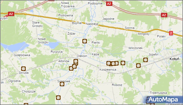 mapa Kępa gmina Kotuń, Kępa gmina Kotuń na mapie Targeo