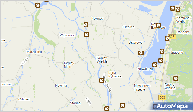 mapa Kępiny Wielkie, Kępiny Wielkie na mapie Targeo