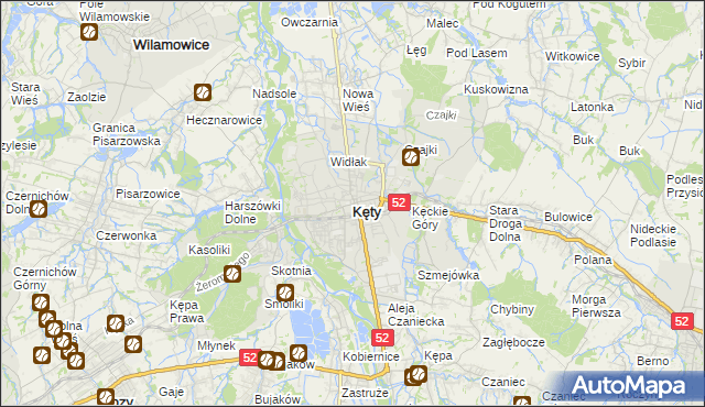 mapa Kęty, Kęty na mapie Targeo