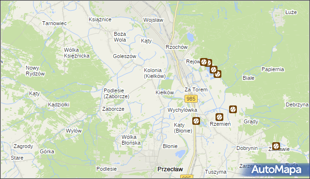 mapa Kiełków gmina Przecław, Kiełków gmina Przecław na mapie Targeo