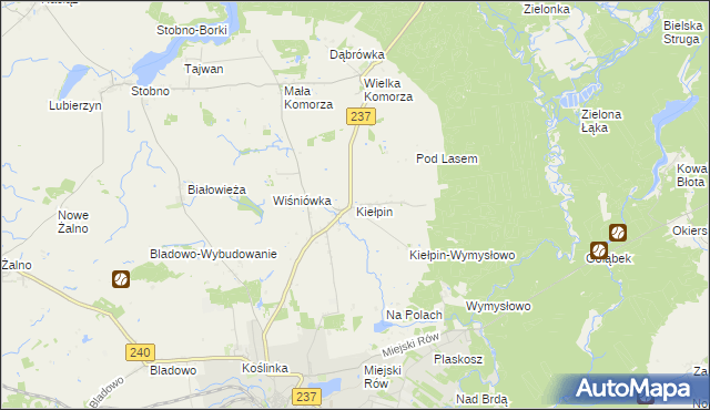 mapa Kiełpin gmina Tuchola, Kiełpin gmina Tuchola na mapie Targeo