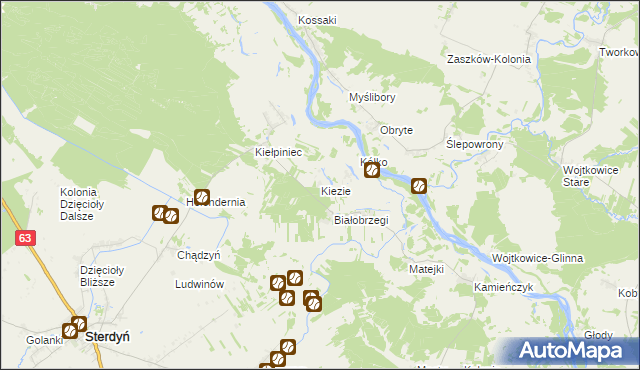 mapa Kiezie, Kiezie na mapie Targeo