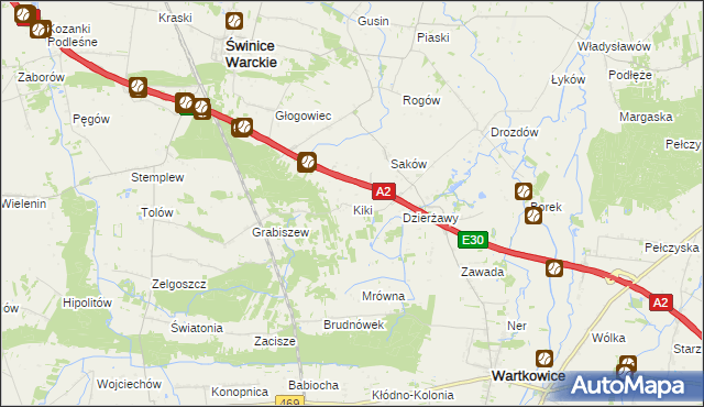 mapa Kiki gmina Wartkowice, Kiki gmina Wartkowice na mapie Targeo