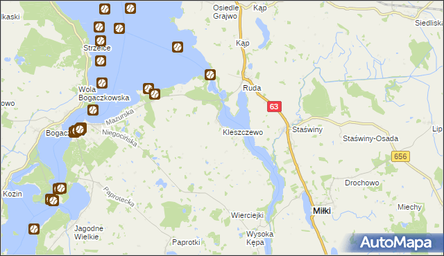 mapa Kleszczewo gmina Miłki, Kleszczewo gmina Miłki na mapie Targeo